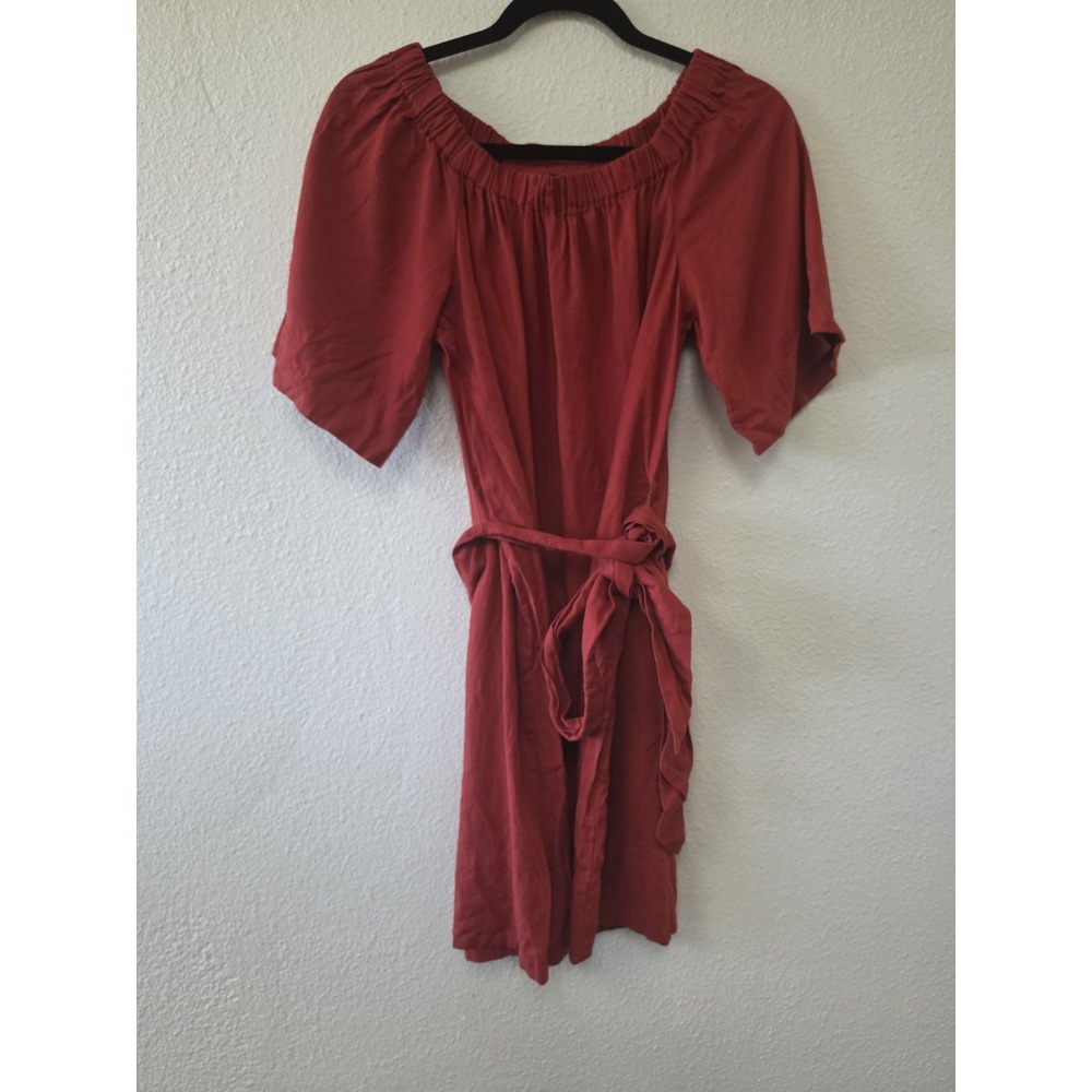 Banana Republic Linen Shift Dress Women S Red Collared Short Sleeve Boho